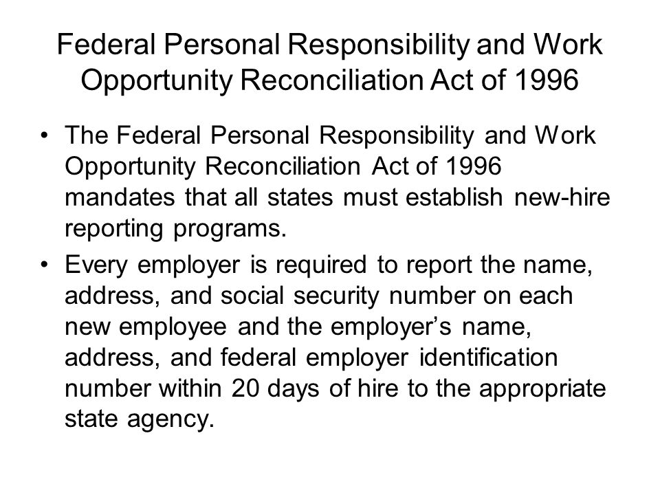 An introduction to the work opportunity reconciliation act
